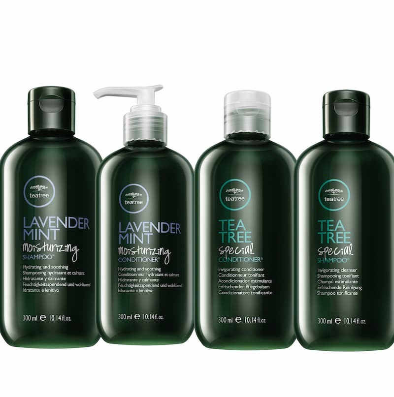 Lineup of Paul Mitchell Tea Tree hair products